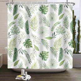 Rideaux De Douche Feuille Verte Floral Salle De Bains Décoration Rideau De Douche Papillon Décor À La Maison Étanche Polyester Rideau De Douche Avec R230821