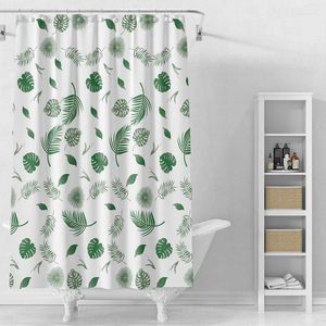 Rideaux de douche rideau peva feuille verte avec des œillets rouillés