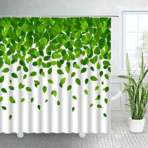 Douchegordijnen groene bladeren sets moderne eenvoudige aquarel art Noordse decor veerbladeren badkamer stof badgordijn met haken
