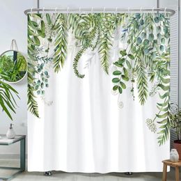 Douchegordijnen Groene Tropische Plant Bladgordijn Bloemen Kolibrie Eenvoudige Stijl Thuis Badkamer Decoratie Polyester Bad