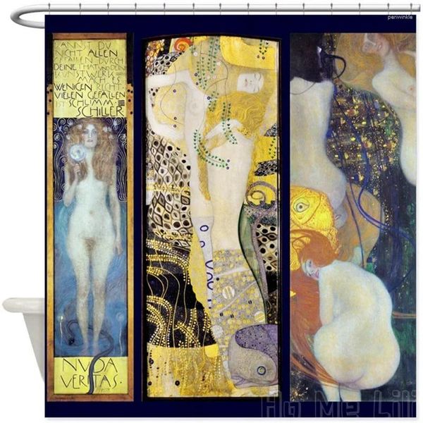 Cortinas de ducha Gustav Klimt Imagen Cortina de tela decorativa de Ho Me Lili Polyester Impermeables con ganchos