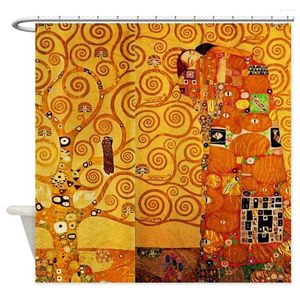 Rideaux de douche gustav klimt arbre de vie art nouveau tissu décoratif salle de bain rideau en polyester