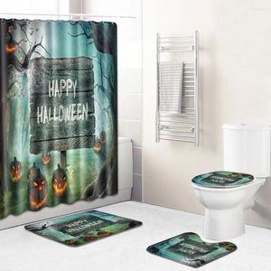 Douchengordijnen Halloween Castle Spooky badkamerset gordijn toilet vloermat met en tapijten drop pod