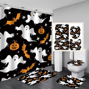 Rideaux de douche Halloween Ghost rideau en polyester jeu de bain mode 3d salle de bain horreur de citrouille à la maison Drop