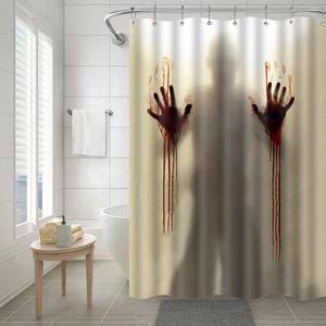 Cortinas de ducha Cortina de mano de Halloween Impresión 3D Decoración de ventana Sangre Colgante impermeable Baño