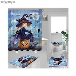 Rideaux de douche Halloween rideau de douche avec tapis antidérapant tapis salle de bain rideaux imperméable polyester salle de bain rideau avec mode R230821