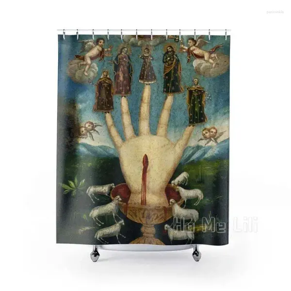 Rideaux de douche rideau à main de la salle de bains de sorcellerie occulte art de décoration vintage