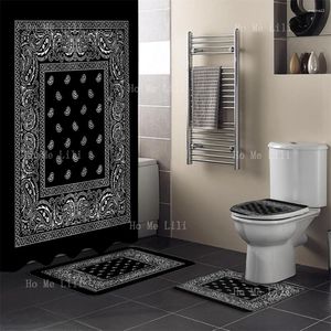 Rideaux de douche motif de mouchoir rideau de salle de bain et de tapis tarticule couvercle de siège de toilette Tapis de bain étanche