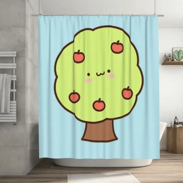 Rideaux de douche Happy Apple Tree Rideau 72x72in avec crochets DIY Pattern Décor de salle de bain