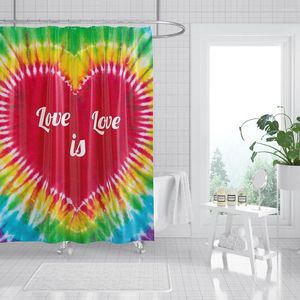Rideaux de douche motif de coeur rideau Stripe Plaid Imprimé salle de bain imperméable en tissu imperméable partage de salle de bain accessoires