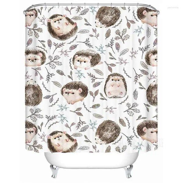 Cortinas de ducha Hedgehog animal cortina blanca decoración de baño poliéster impermeable