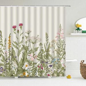 Douchegordijnen van hoge kwaliteit mooie bloem blad stof gordijn waterdicht lavendel bad voor badkamer decor met 12 haken