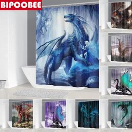 Rideaux de douche de haute qualité imprimé Dragon volant, rideau amusant en tissu Polyester imperméable, écrans de baignoire, décor de salle de bains