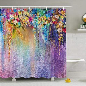 Rideaux de douche maison 180x180cm coloré suspendu Durable 3D fleurs fleur salle de bain décor rideau résistant à la moisissure El étanche