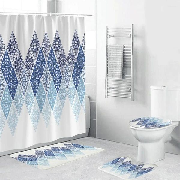 Rideaux de douche décor à la maison Style bohème motifs géométriques ensembles de rideaux de salle de bain tissu Polyester imperméable bain avec crochets