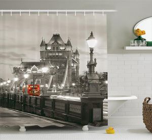 Rideaux de douche maison rideau Londres décor sur le thème pont de la tour dans la célèbre ville paysage de la vie urbaine européenne photo salle de bain