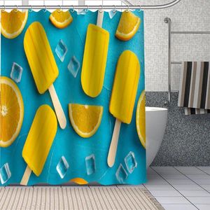 Rideaux de douche à la crème glacée motif personnalisé rideau de bain en polyester étanche écran géométrique imprimé pour salle de bain