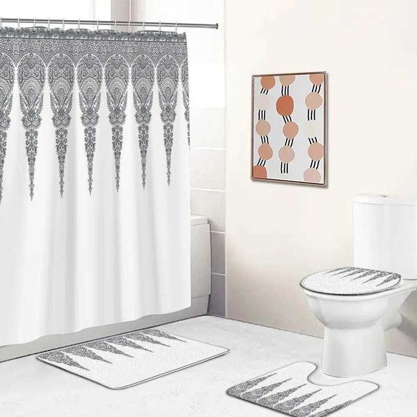 Rideaux de douche de style indien couleurs couleurs de douche de douche Mandala boho décor de salle de bain indiennien rideaux de bain en polyester bohème avec s