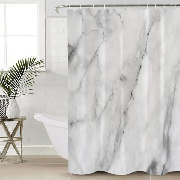 Rideaux de douche peinture à l'encre marbre noir blanc, rideau mural en tissu Polyester imperméable, accessoire de salle de bain, décor