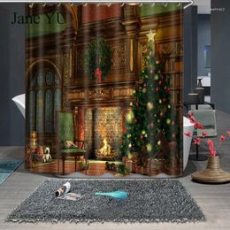 Cortinas de ducha JaneYU Sello de Navidad Cortina 3D Po Show