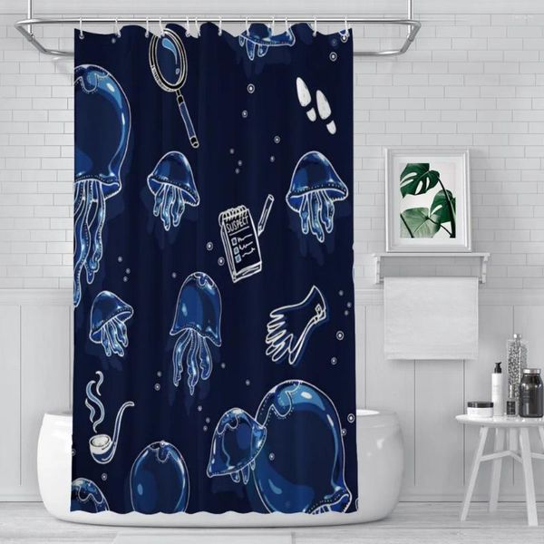 Rideaux de douche Jellyfish fantasme de salle de bain bleu texture peinture de cloison imperméable rideau de décoration intérieure accessoires