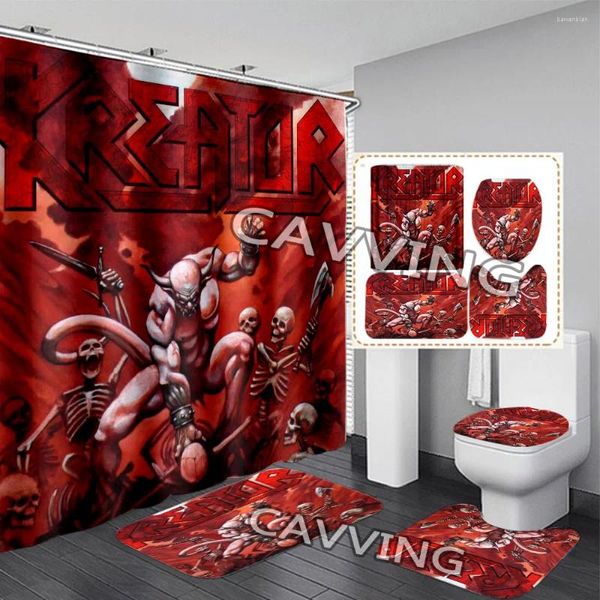 Cortinas de ducha Kreator Cortina estampada 3D Baño impermeable Conjunto de alfombrillas Anti-Slip Bath Mat Rugs Carpet Home K02