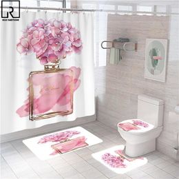 Rideaux de douche dames parfum impression rideau de douche blanc mode salle de bain rideaux tapis de bain ensemble polyester baignoire cloison accessoires de toilette 230322