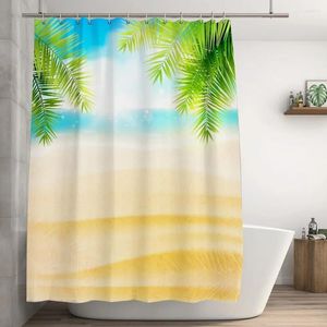 Rideaux de douche paysage rideau plage palmier arbre océan paysage de salle de bain en polyester décor de salle de bain avec crochets machine lavable