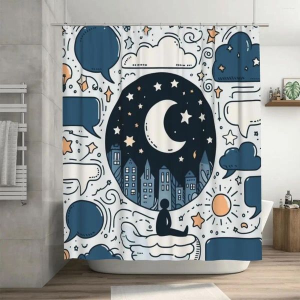 Rideaux de douche, rideau de conversation de fin de nuit, 72x72 pouces, avec crochets, motif personnalisé, décor de salle de bain