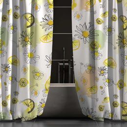 Cortinas de chuveiro cortina de chuveiro à prova d'água flor de limão R231101