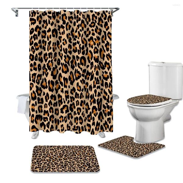 Rideaux de douche Leopard Imprimé guépard art imperméable de salle de bain rideau de salle de bain toilette de toilette tapis tapis de tapis