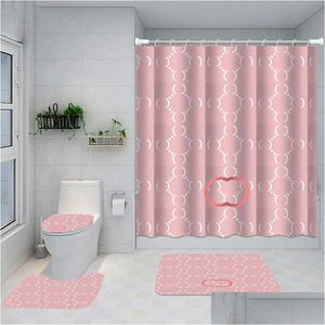 Rideaux de douche Lettre imprimée classique Designer Imprimer Rideau de salle de bain Accueil Toilette Er Tapis Fournitures de bain Drop Livraison Jardin Accesseur Dhcye