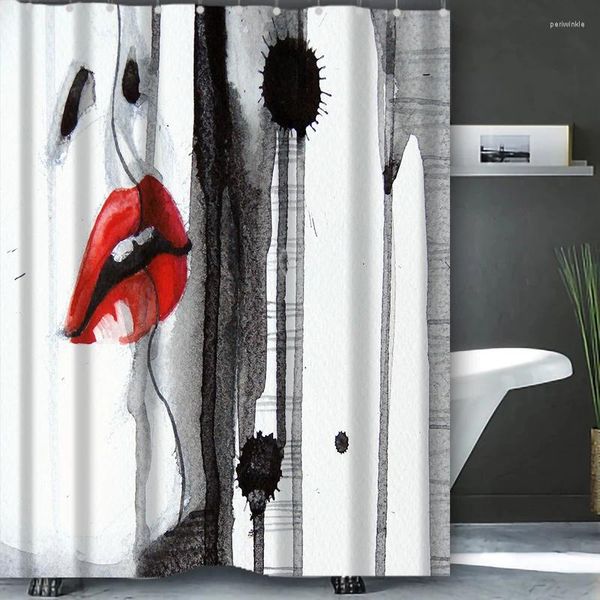 Rideaux de douche lèvres bain rideau salle de bain Figure abstraite imperméable avec 12 crochets maison déco livraison gratuite