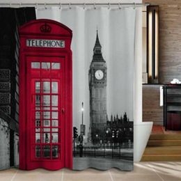 Cortinas de ducha Londres Big Ben Patrón Cortina Baño Tela impermeable con 12 ganchos