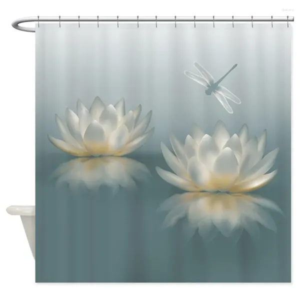 Rideaux de douche Lotus et libellule rideau de tissu décoratif