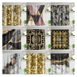 Rideaux de douche luxe en or noir rideau de salle de bain imperméable tissu de salle de bain en marbre moderne porte de toilette à la maison Cortinas de Ducha