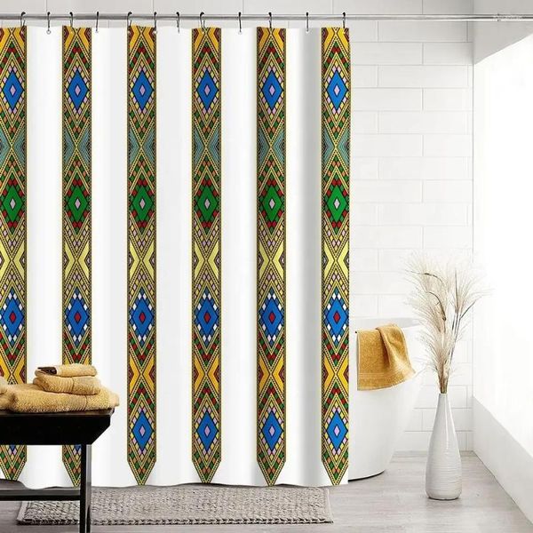 Cortinas de ducha Luxury Saba Telet Etiopia Eritrerea Accesorios de baño lavables con agua Polyéster con 12 Ganchos de PCS