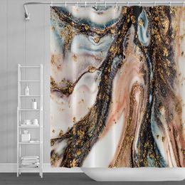 Rideaux de douche marbre rideau dégradé Texture peinture Anti moisissure crochets 180x200 salle de bain étanche noir blanc douche