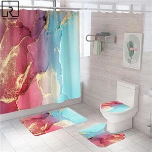 Rideaux de douche rideau en marbre luxe moderne pour salle de bain écran de salle de bain cabine de salle de bain de bains de baignoire de baignoire et de tapis de tapis couvercle de toilette à la maison