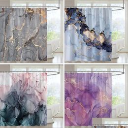 Rideaux de douche marbre rideau ensemble texture tissu tissu décor de maison de salle de bain produits polyester crochets de tissu suspendu drop de dh2iq