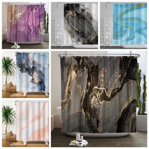 Rideaux de douche en marbre pour salle de bain Texture d'encre luxe Art Polyester tissu lavable étanche Bathtud maison avec crochets 221118