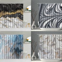 Rideaux de douche Marbre moderne minimaliste ondulation rideau de douche ensemble imperméable polyester tissu rideaux de bain décor de baignoire avec crochet impression 3D 230922