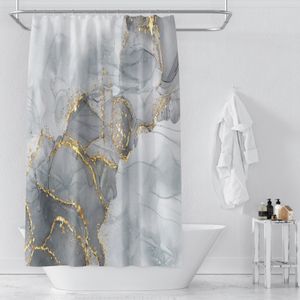 Cortinas de ducha Cortina de ducha de mármol para baño Cortinas de baño de lujo Tela impermeable con ganchos Accesorios de baño modernos 230629