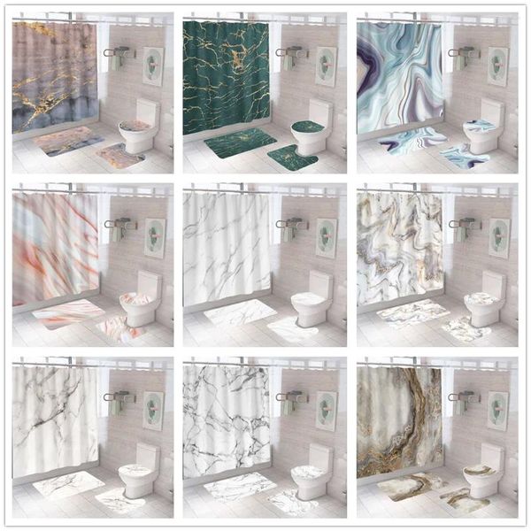 Cortinas de ducha Textura Traje de impresión digital Traje de cuatro piezas para baño Bailet de baño Decoración del hogar Productos
