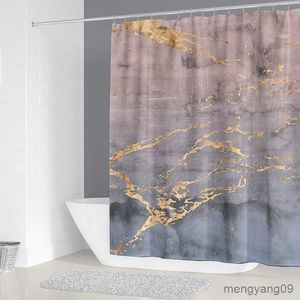 Rideaux de douche Ensembles de rideaux de douche rose marbré avec tapis tissu géométrique rideau de douche doublure tapis tapis salle de bain décor R230831