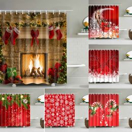 Douchengordijnen Merry Christmas Home Decor Sneeuwman Santa Claus Tegkamer Polyester Stof Waterdicht Badscherm 221130