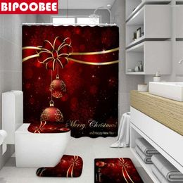 Rideaux de douche Joyeux Noël rideau rouge pour le festival de salle de bain décorer bonne année
