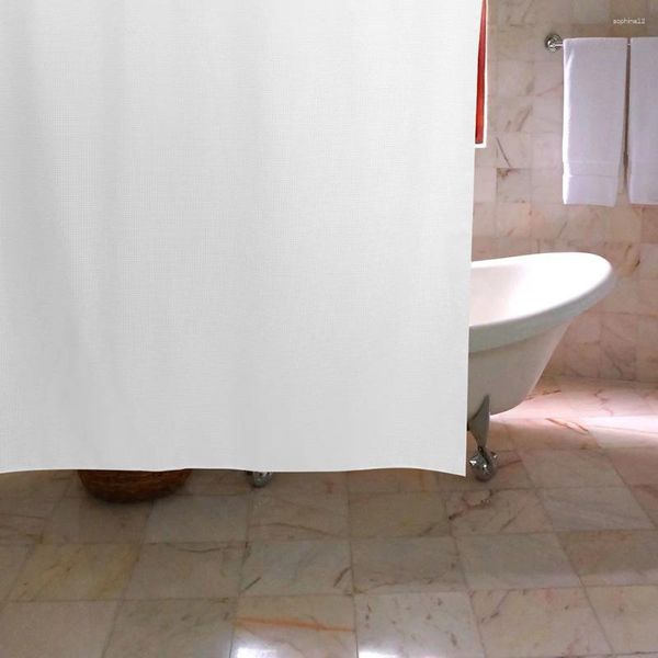 Cortinas de ducha Ganchos a prueba de moho Baño corto Impermeable Parasol Dormitorio Todo Poliéster Color sólido