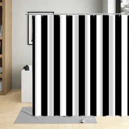 Douchegordijnen Minimalistisch Zwart Wit Strepen Textuur Badkamer Waterdicht Polyester Wanddecoratie Met 12 Haken