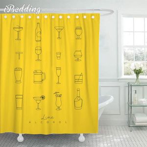 Rideaux de douche minimaliste jaune violet bleu thème rideau 3D imprimé salle de bain imperméable avec crochets décor de bain